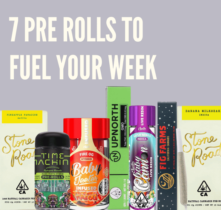 Jeeter, Stone Road, Time Machine, UpNorth and Fig Farms prerolls, all available at Highway Cannabis Dispensary in Marina Del Rey.